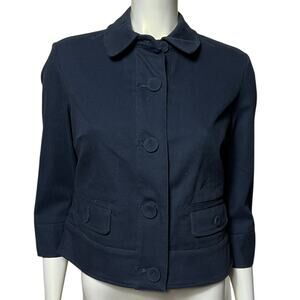 NEW Talbots Petites Navy Stretch Cropped Blazer Jacket Size 10P - NWT Career